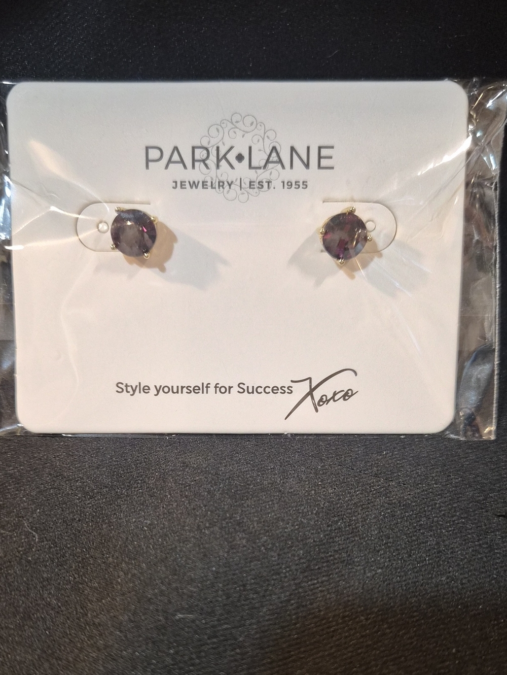 Park Lane Gold-Tone Amethyst Round Stud Earrings